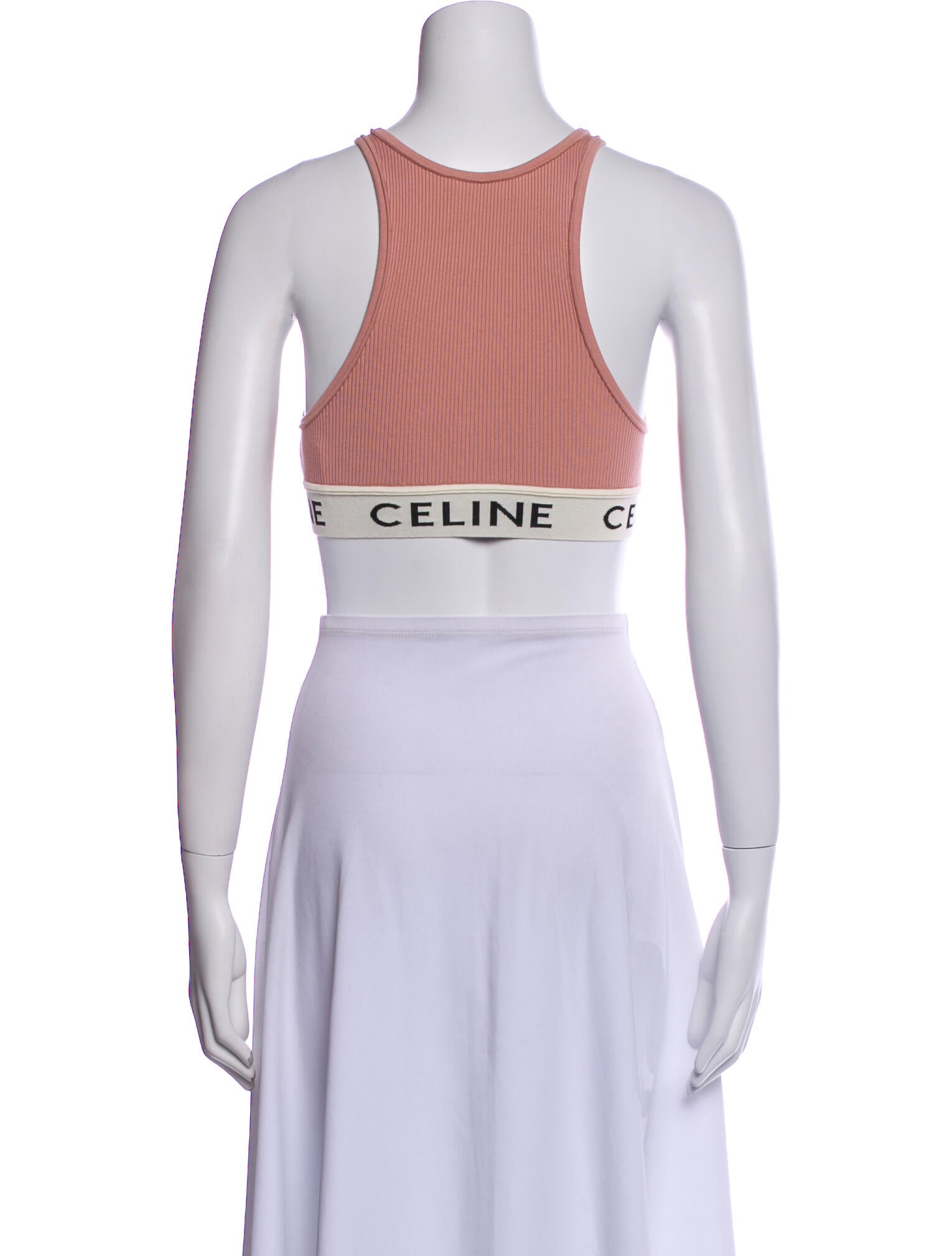 Celine Graphic Print Scoop Neck Crop Top